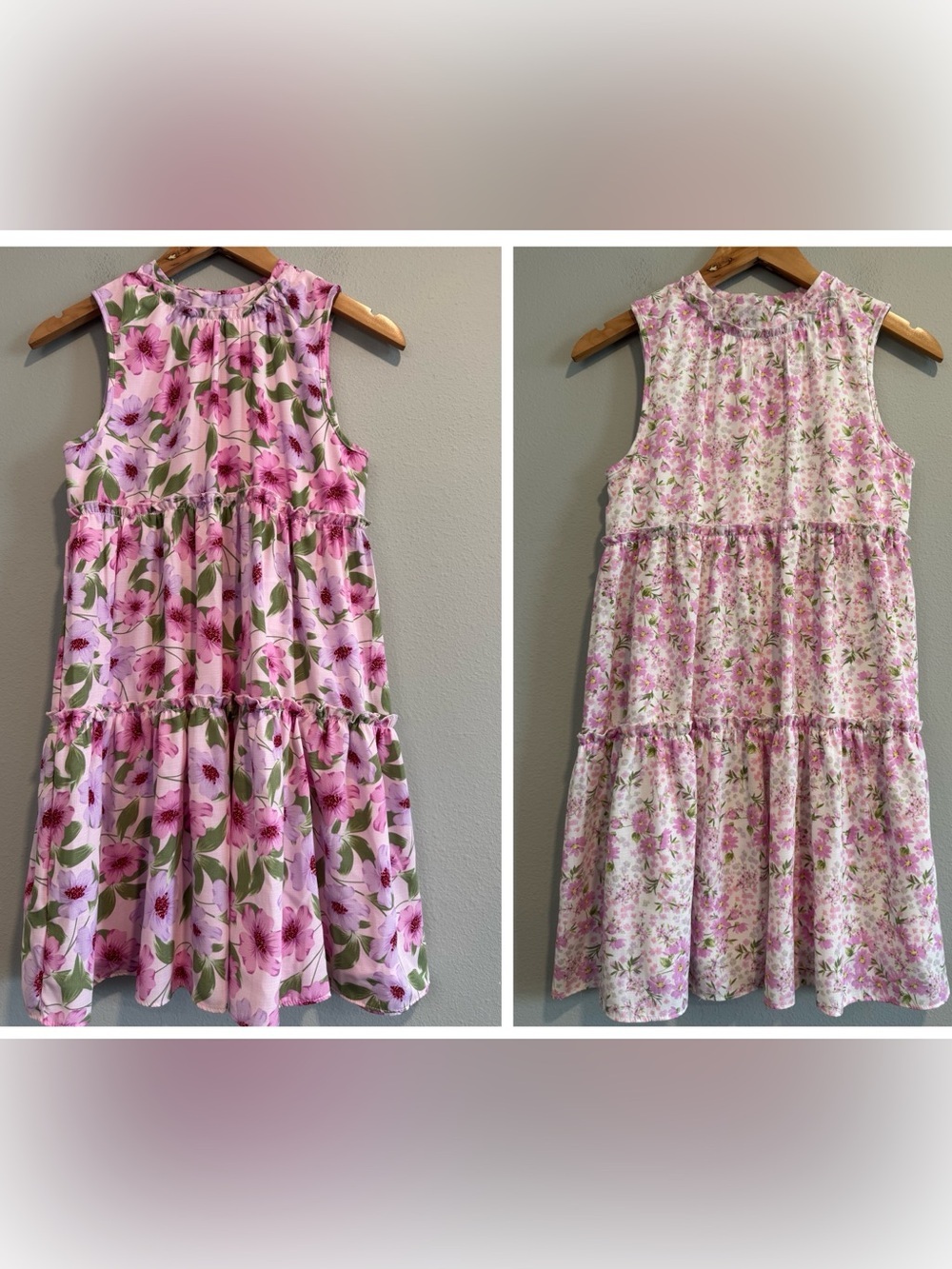 GB Girls' Pink Floral Tiered Summer Sundress Bundle XL